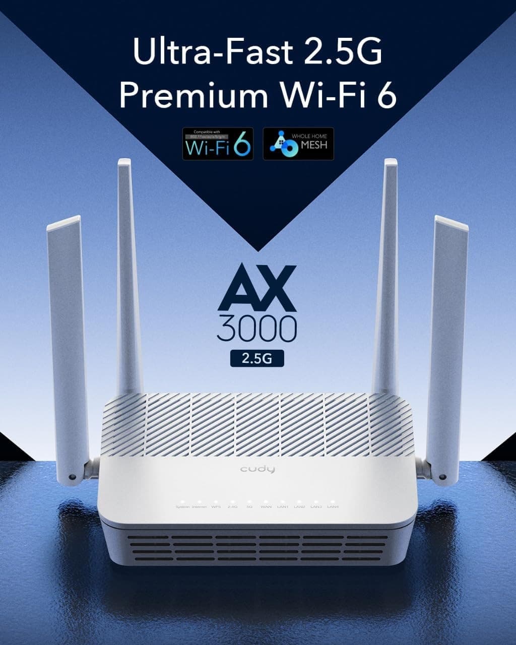 Mesh Router Wi-Fi 6 AX3000 Super Veloce Dual Band 2,5 Gbps WAN, WR3000H - 3