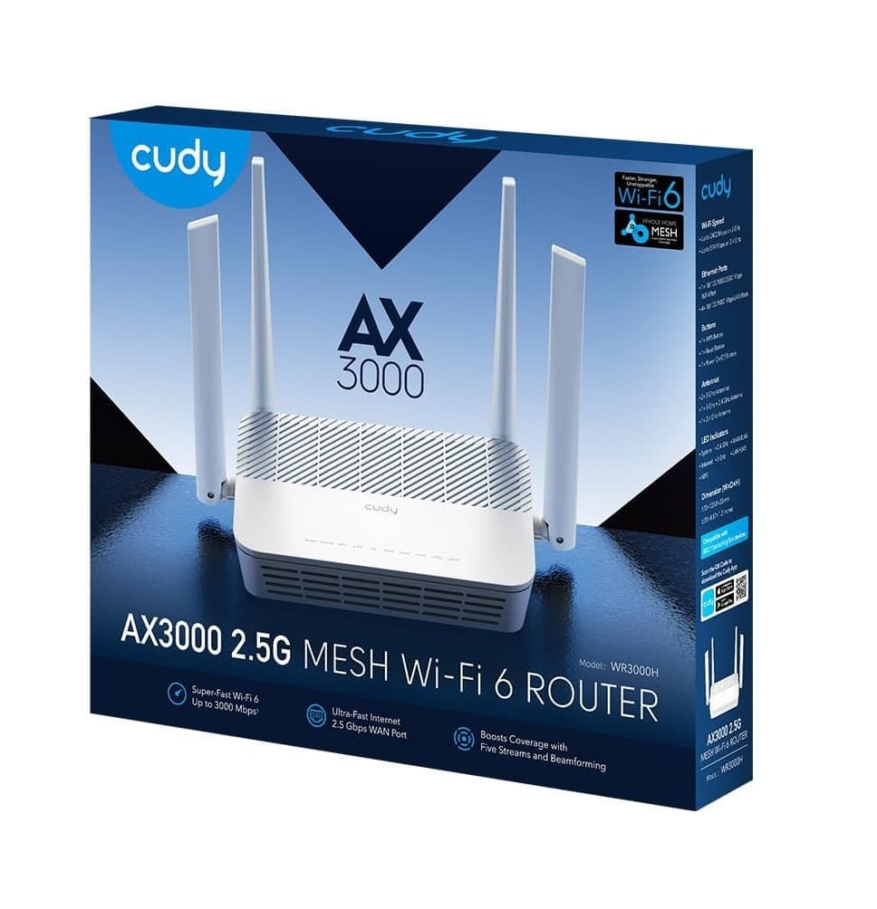 Mesh Router Wi-Fi 6 AX3000 Super Veloce Dual Band 2,5 Gbps WAN, WR3000H - 6
