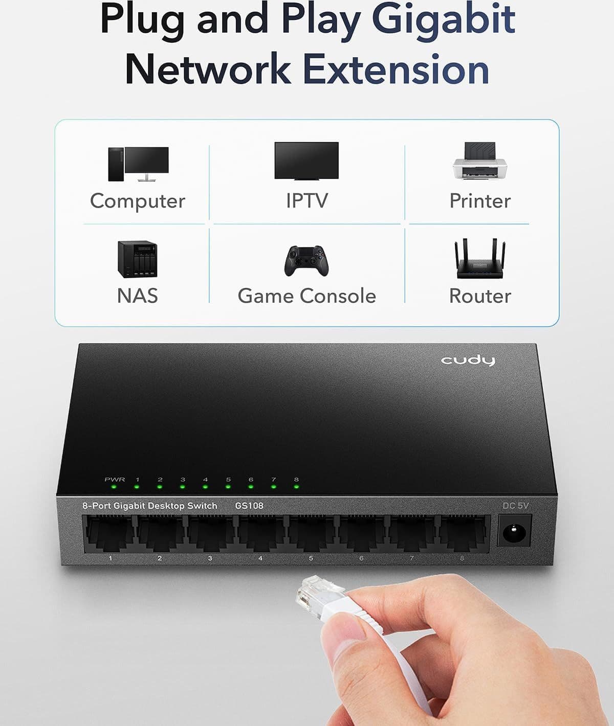 Switch Desktop Gigabit a 8 Porte, GS108 - 5