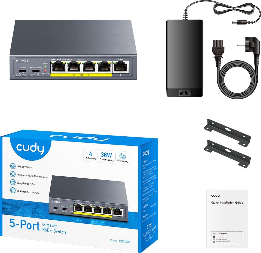 Switch Gigabit PoE+ a 5 porte, GS105P - 4