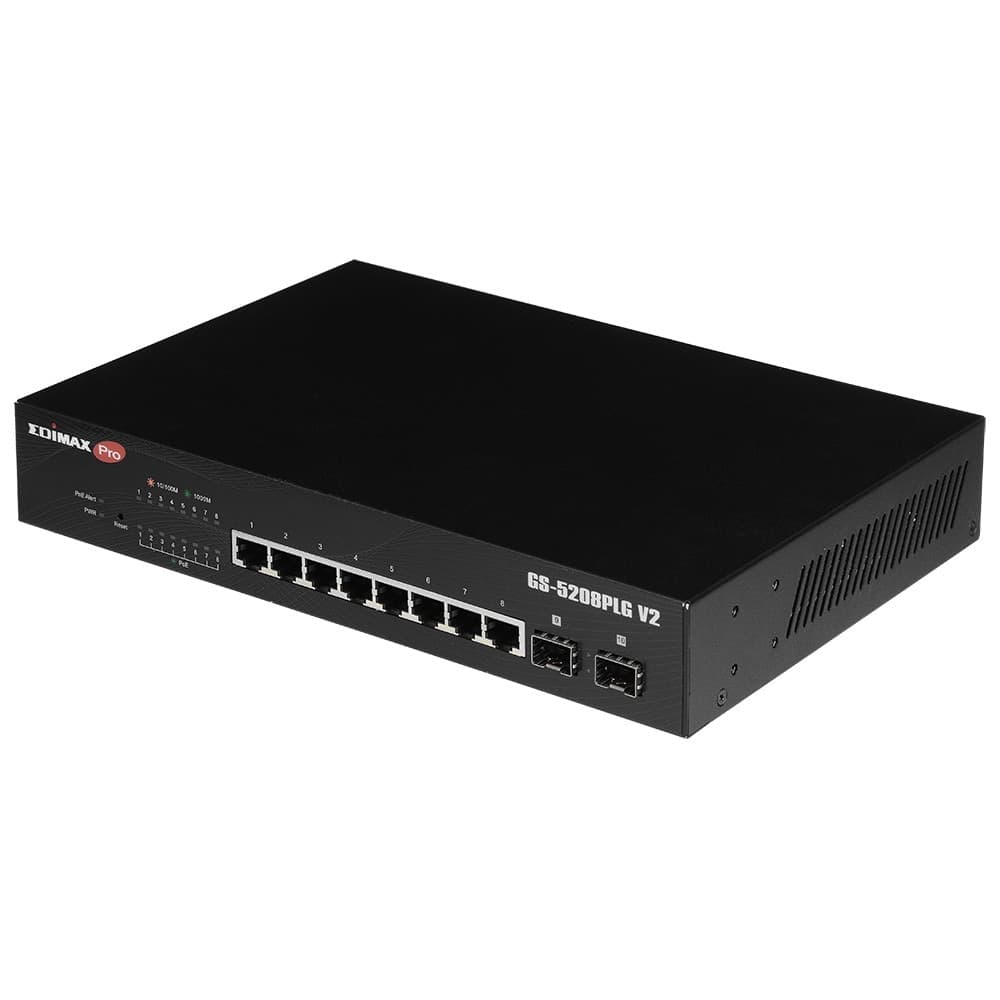 Smart Switch Web 10 porte Gigabit PoE+ 2 porte SFP, GS-5208PLG V2 - 8