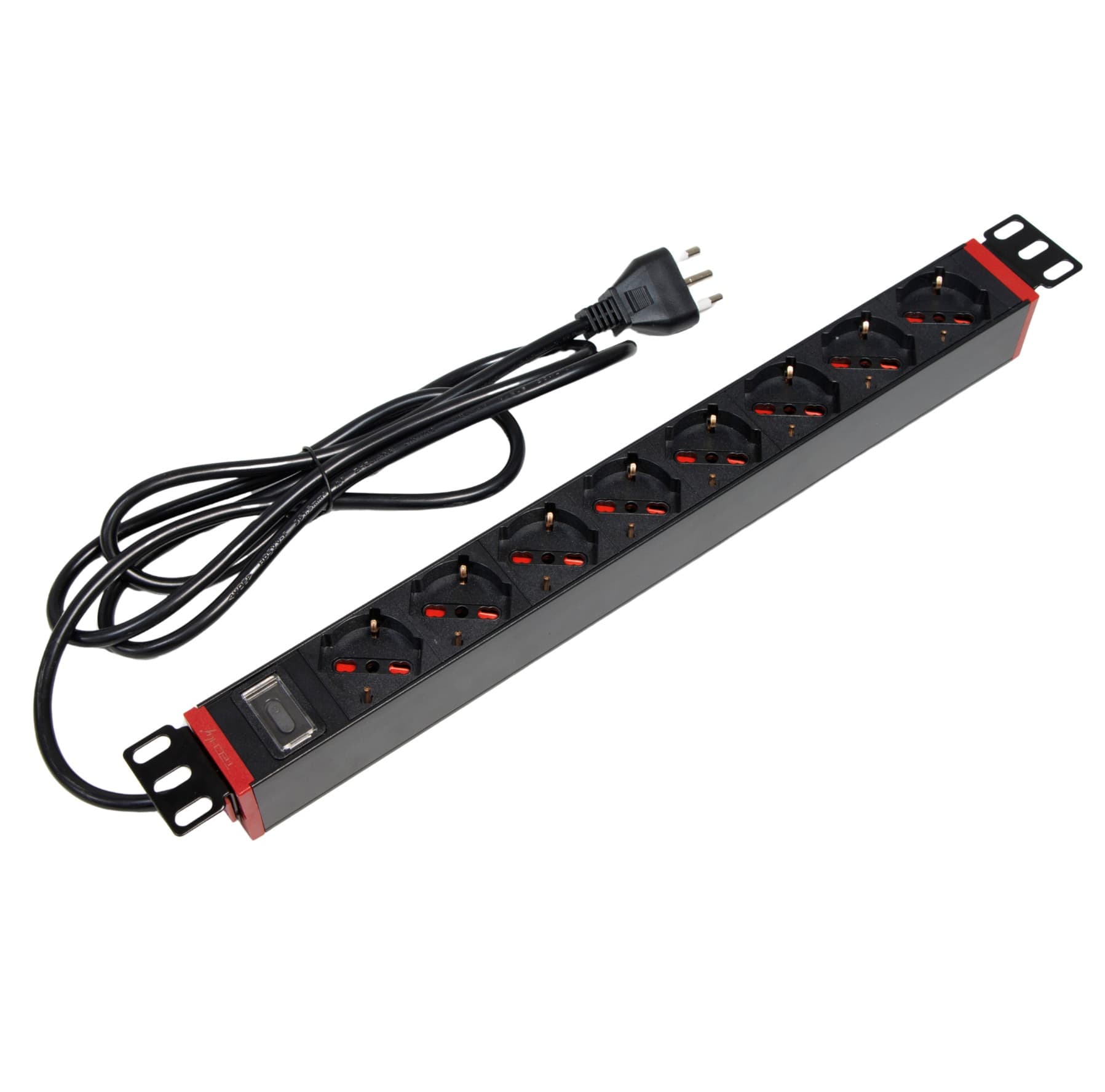 Multipresa 8 Posti da Rack 19'' con Staffe Ruotabili a 360&deg Spina Italiana - 14