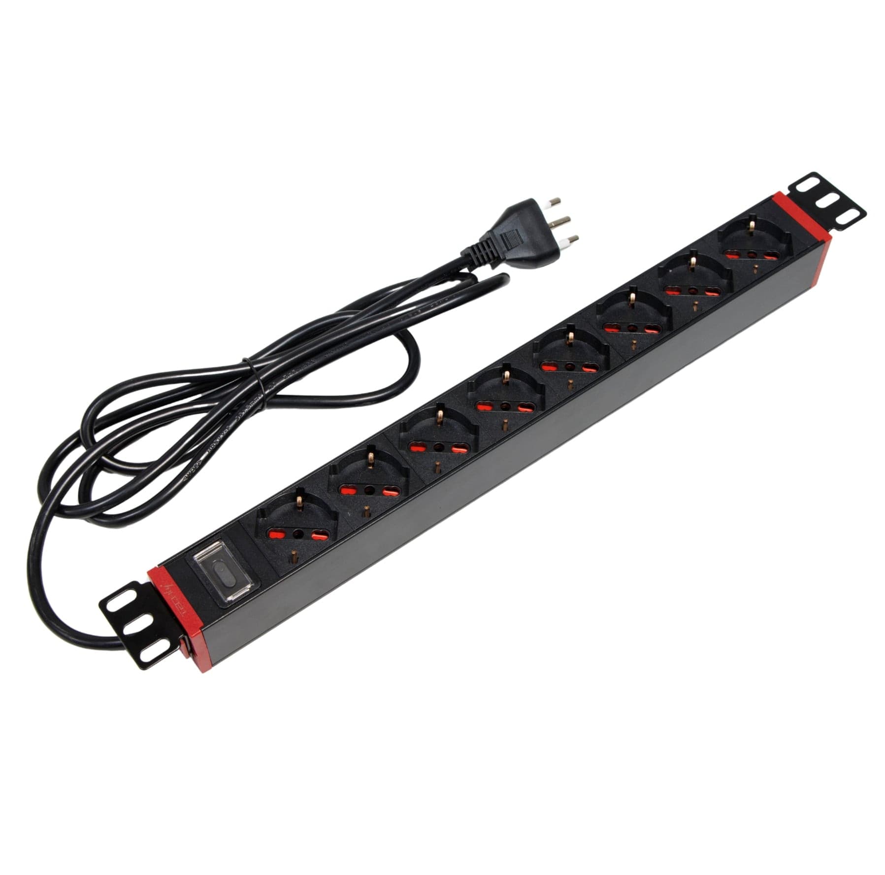 Multipresa 8 Posti da Rack 19'' con Staffe Ruotabili a 360&deg Spina Italiana - 16