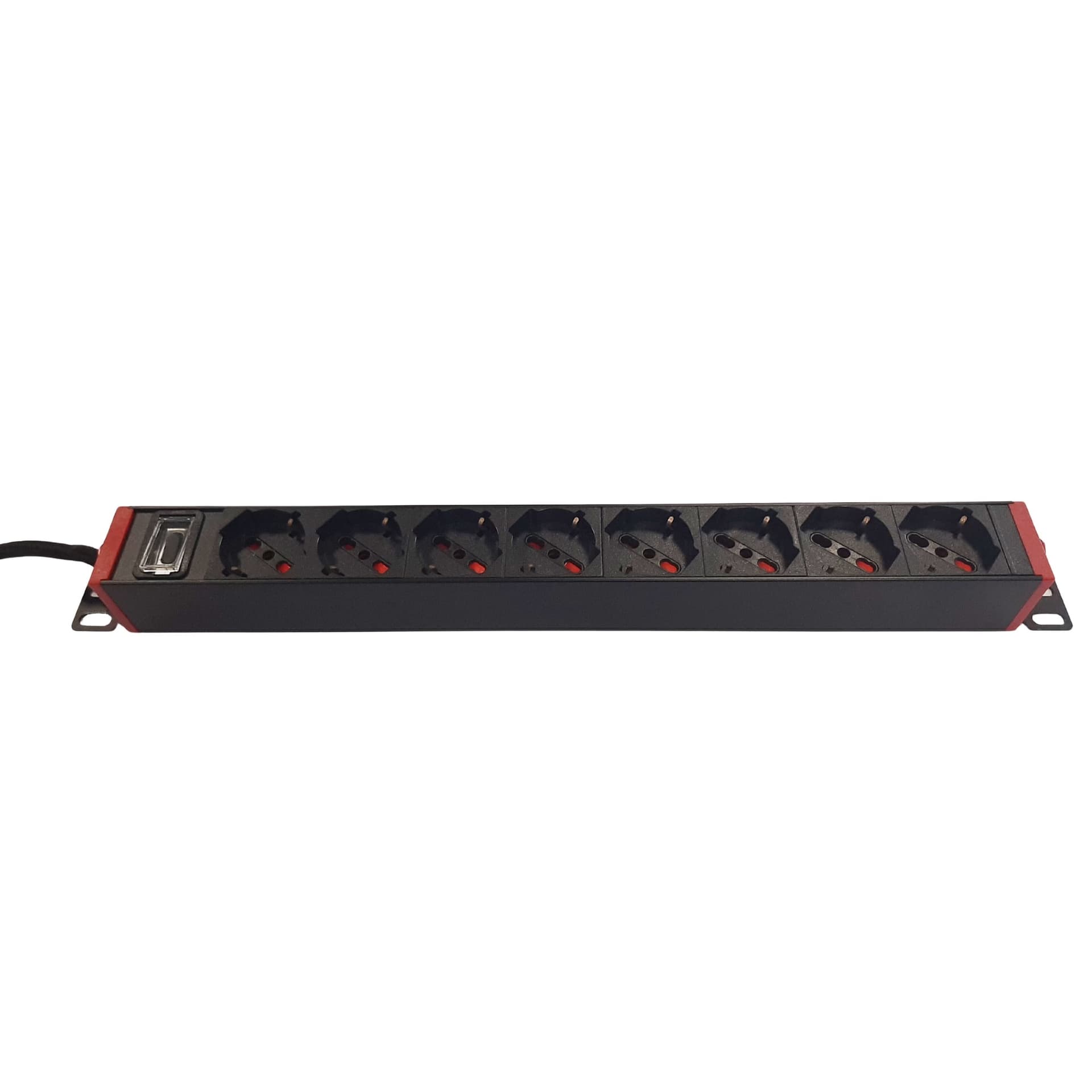 Multipresa 8 Posti da Rack 19'' con Staffe Ruotabili a 360&deg VDE 10A - 17