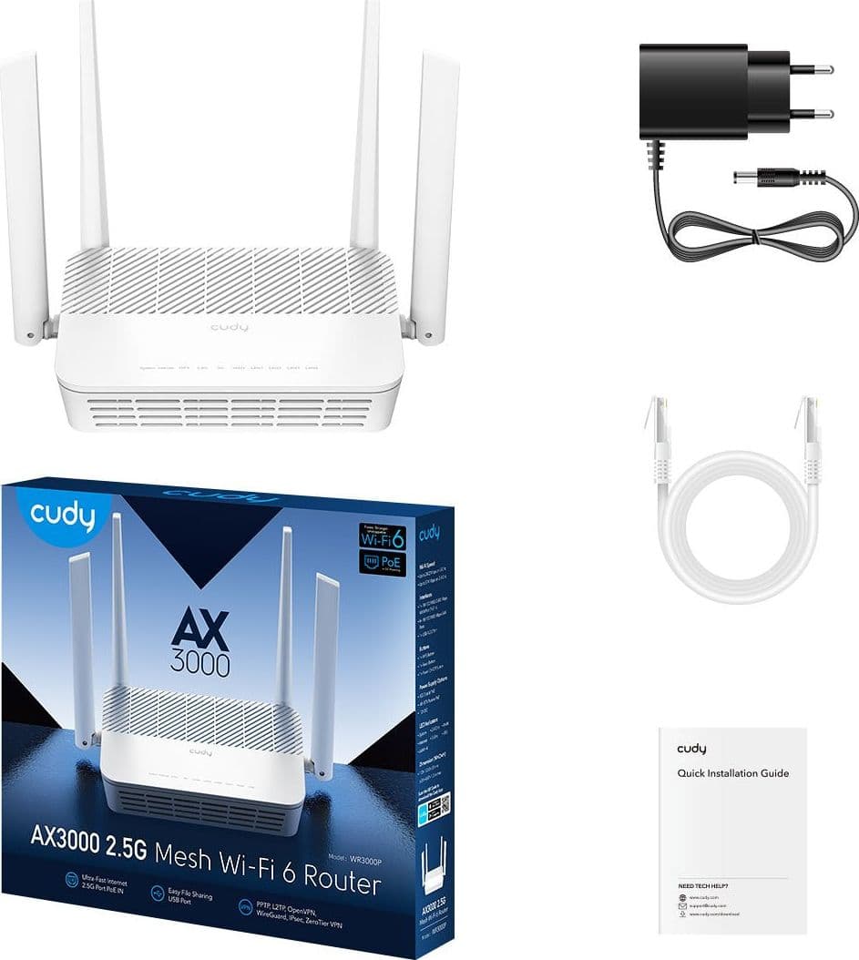 Router PoE Wi-Fi 6 mesh AX3000 2.5G, WR3000P - 2