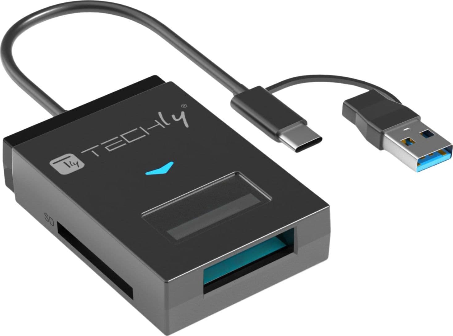 Adattatore USB-A/USB-C&trade a NVME/SATA M.2 con Lettore Memorie SD/TF - 4