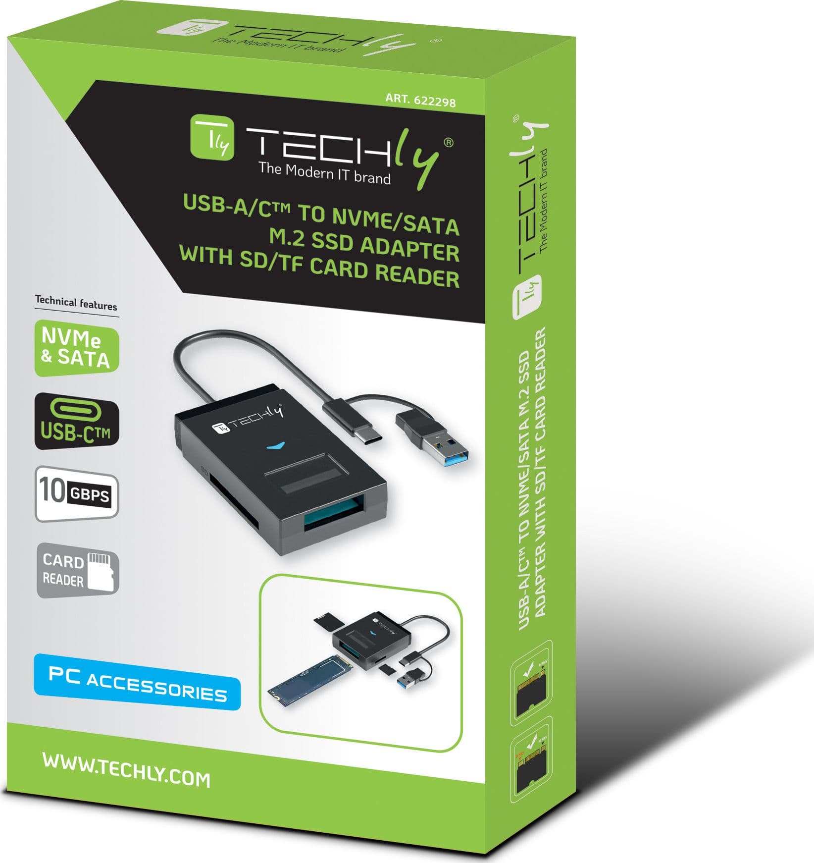 Adattatore USB-A/USB-C&trade a NVME/SATA M.2 con Lettore Memorie SD/TF - 9