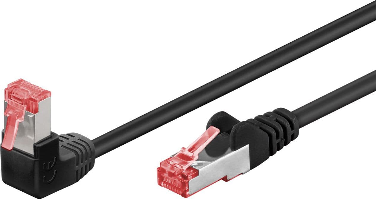 Cavo di rete Patch Connettore Angolato 90&deg Rame Cat.6 S/FTP 0,5m Nero - 2