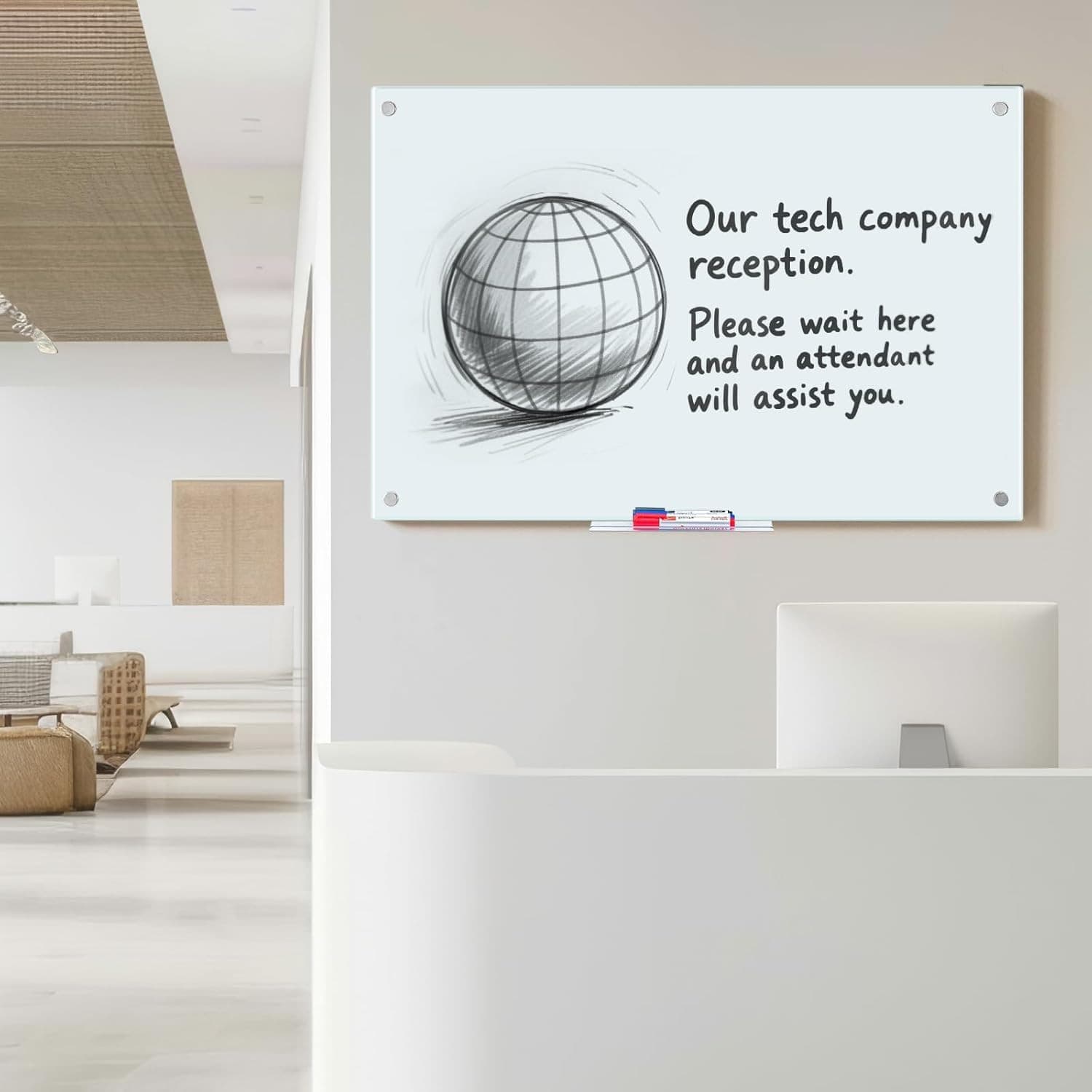 Lavagna Magnetica in Vetro Bianco 60x90 cm - 5