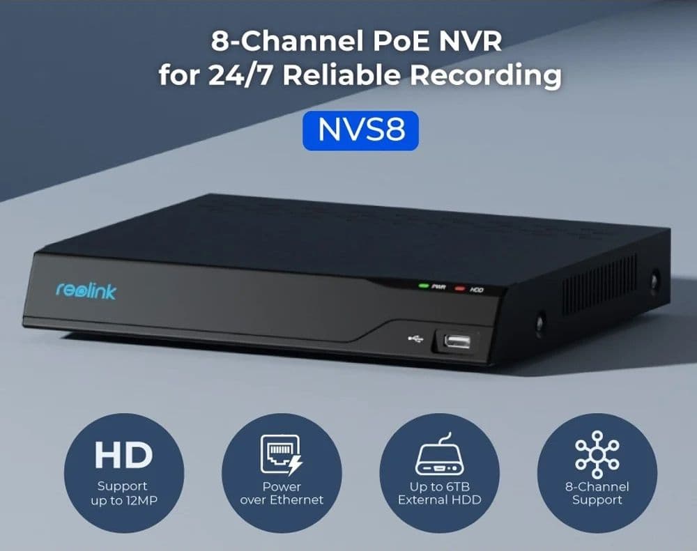 Kit Videosorveglianza NVR PoE 8CH 2TB HDD e 4 Telecamere di Sicurezza PoE, PS2KB02-8 - 7