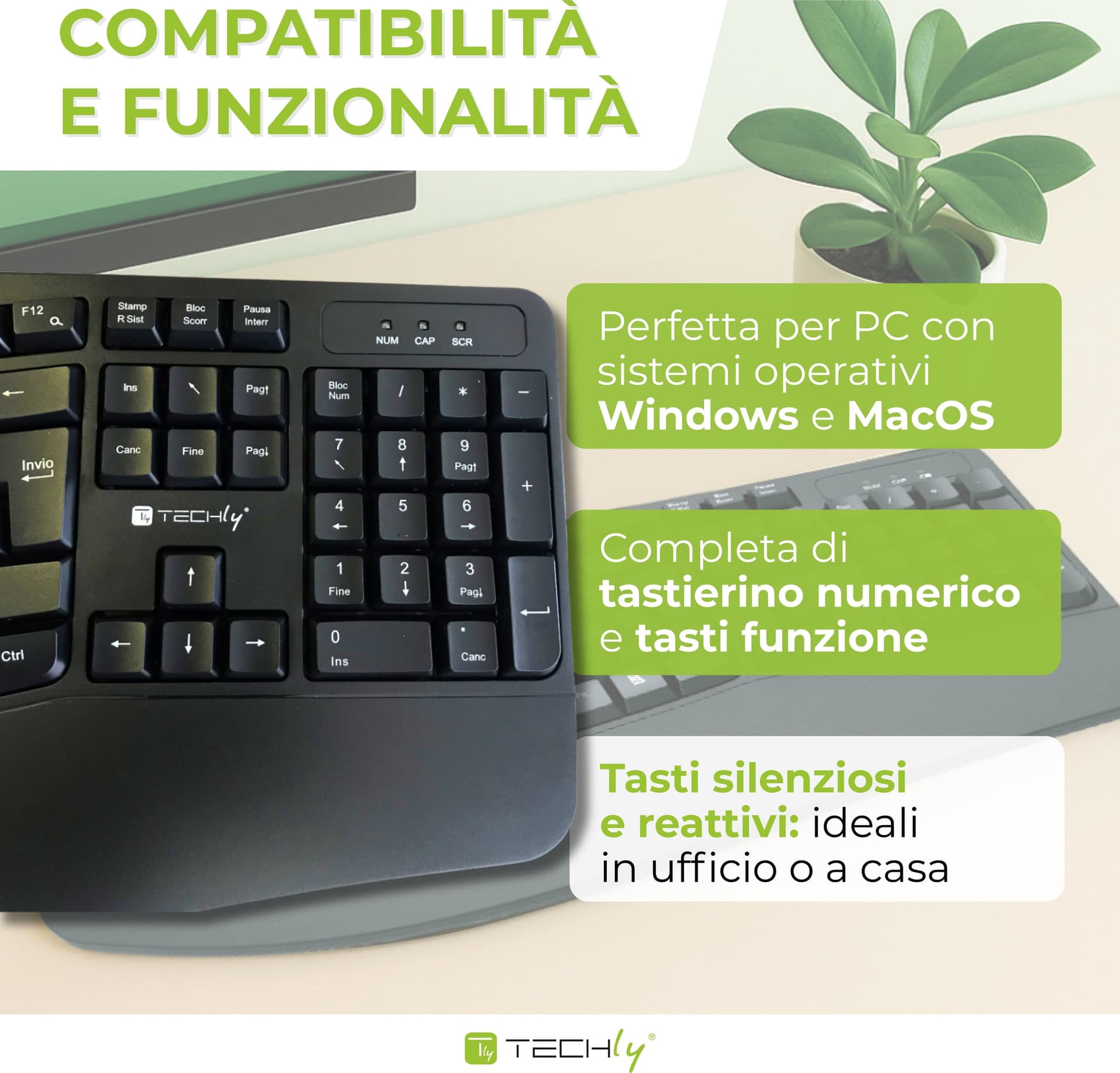 Tastiera Ergonomica Wireless Slim Design Curvo - 15