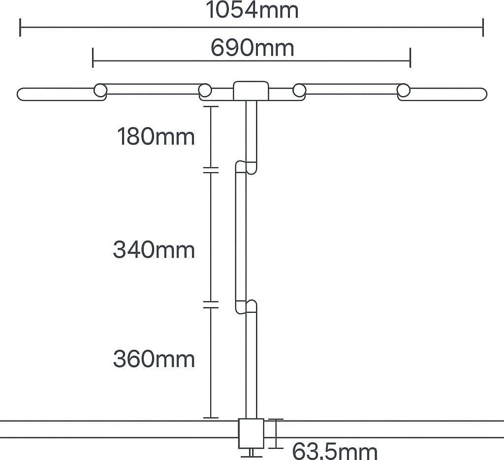 Lampada LED a Tripla Sorgente Luminosa con Braccio Regolabile e Attacco a Morsetto - 6