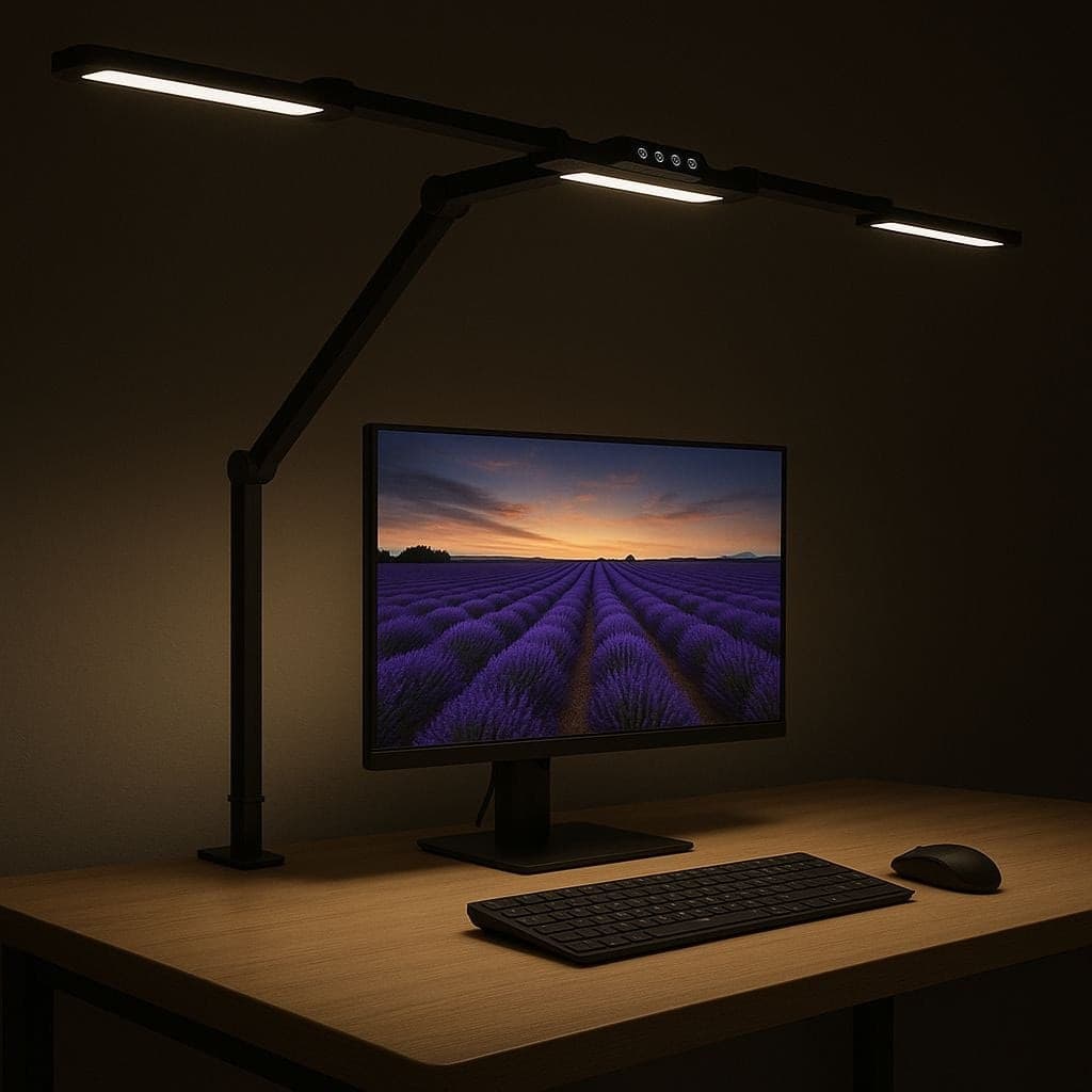 Lampada LED a Tripla Sorgente Luminosa con Braccio Regolabile e Attacco a Morsetto - 9
