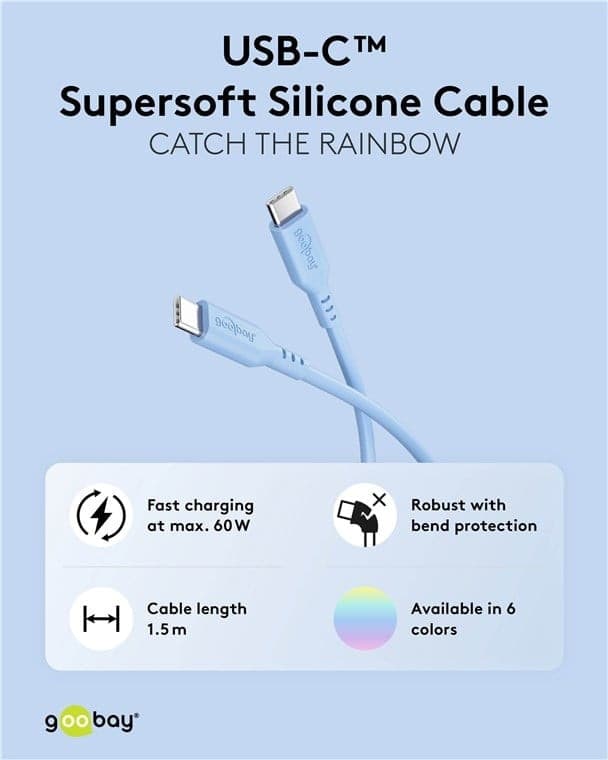 Cavo USB-C&trade Maschio/Maschio USB 2.0 in Silicone 1,5 metri Azzurro - 12