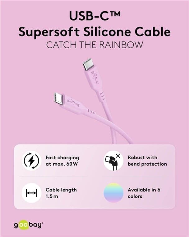 Cavo USB-C&trade Maschio/Maschio USB 2.0 in Silicone 1,5 metri Rosa - 11