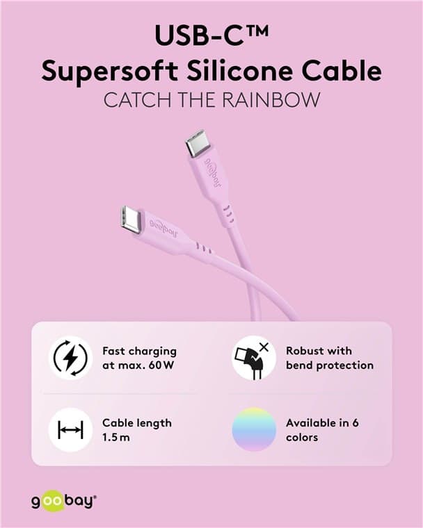 Cavo USB-C&trade Maschio/Maschio USB 2.0 in Silicone 1,5 metri Rosa - 13