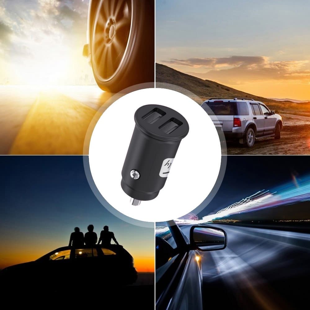 Mini Caricatore da Auto 2 Porte USB-A 5V/2.4A Nero - 7