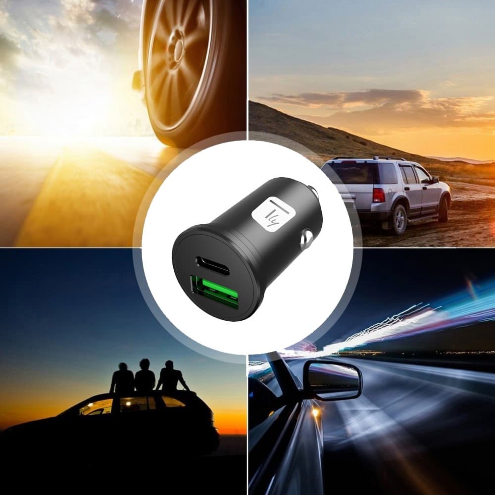Mini Caricatore da Auto USB-A e USB-C&trade 5V/4A Nero - 5