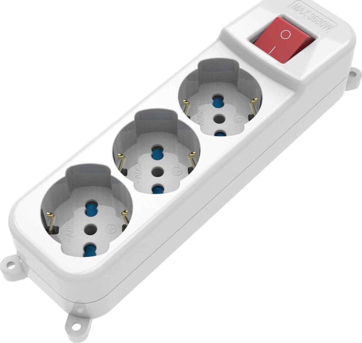 Multipresa 3 Posti Italiana Bipasso / Schuko con spina 16A angolata - 8