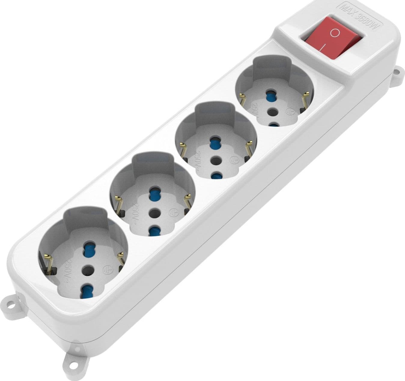 Multipresa 4 Posti Italiana Bipasso / Schuko con spina 16A angolata - 15