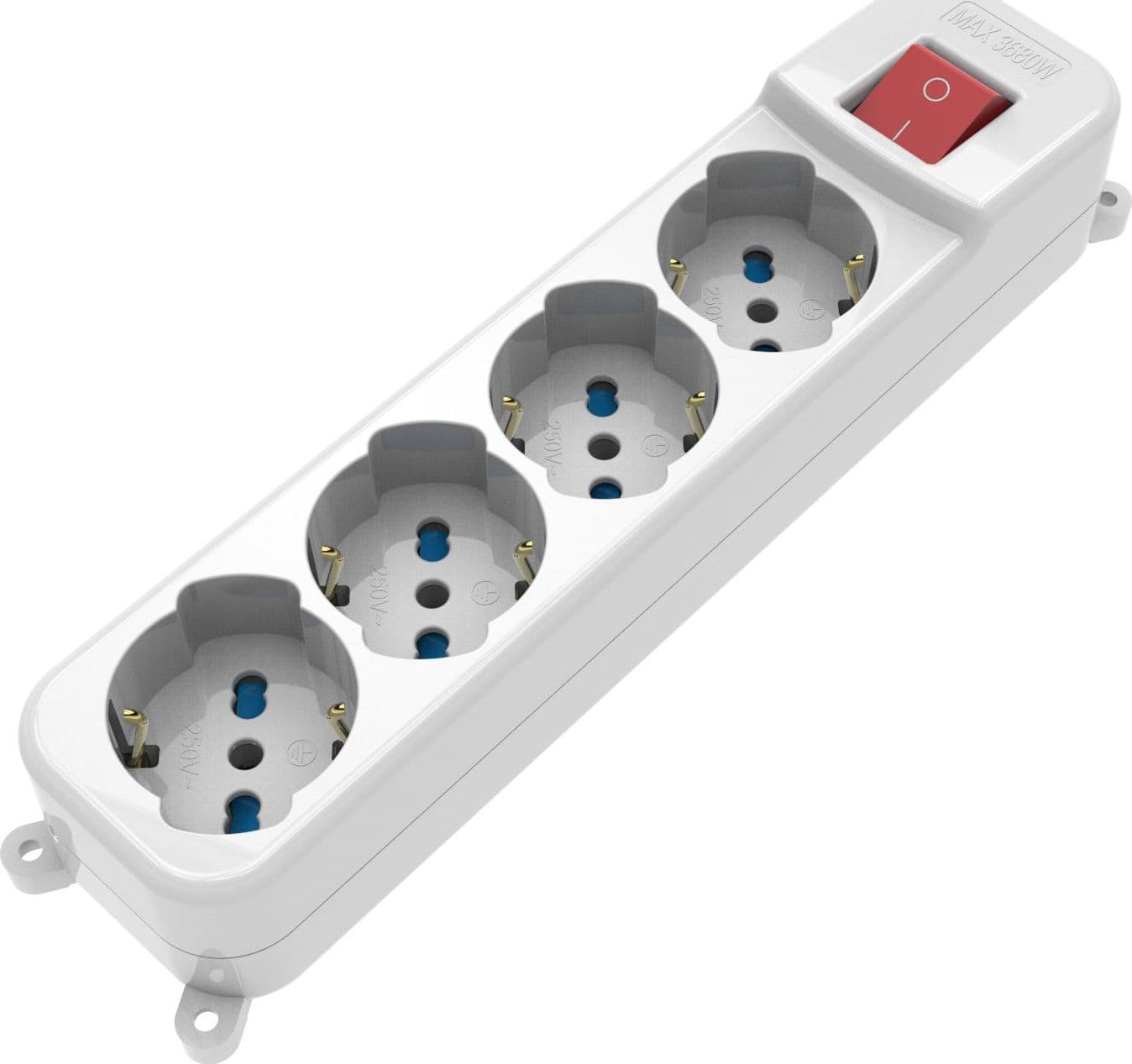 Multipresa 4 Posti Italiana Bipasso / Schuko con spina 16A angolata - 7