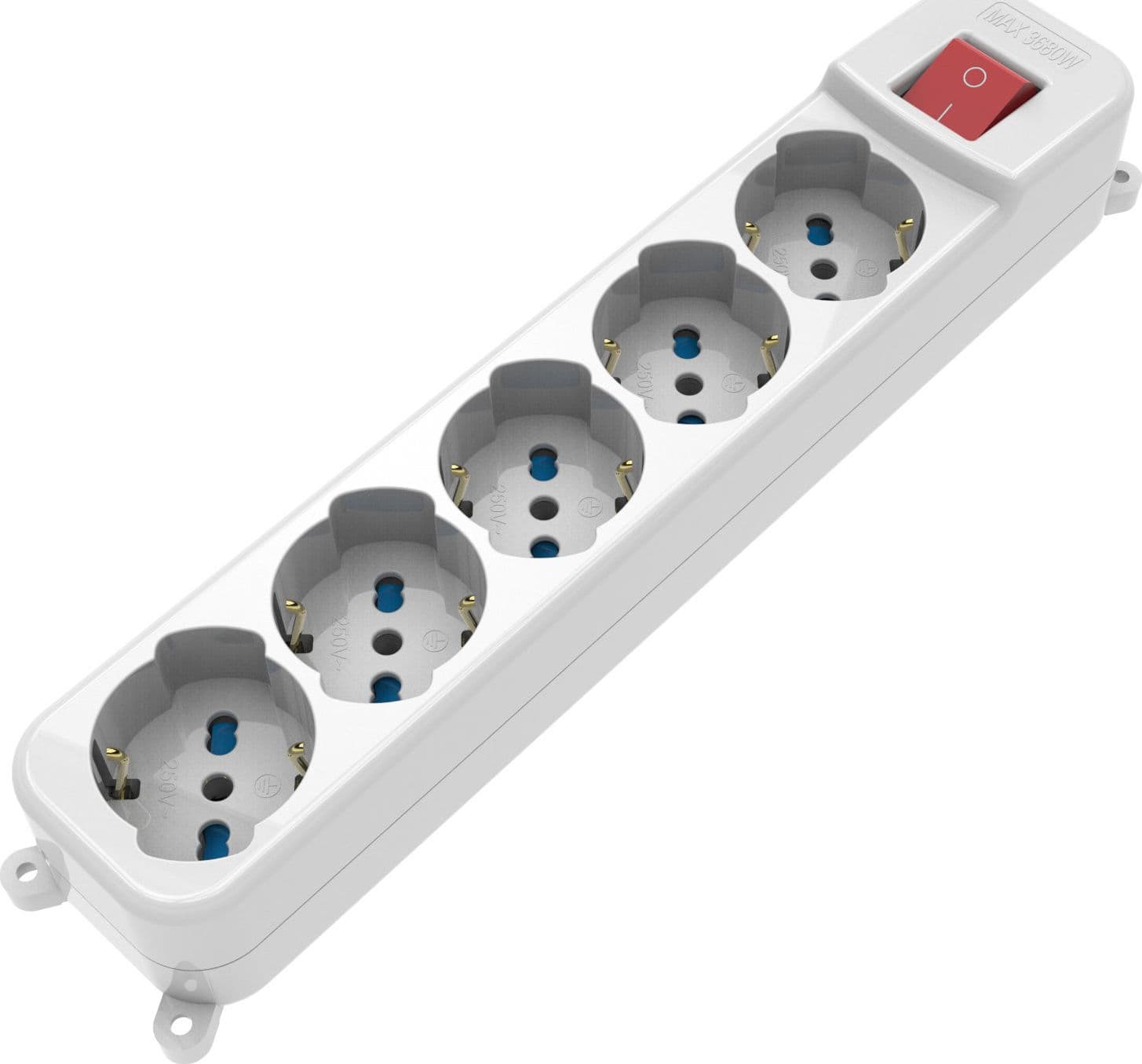 Multipresa 5 Posti Italiana Bipasso / Schuko con spina 16A angolata - 8