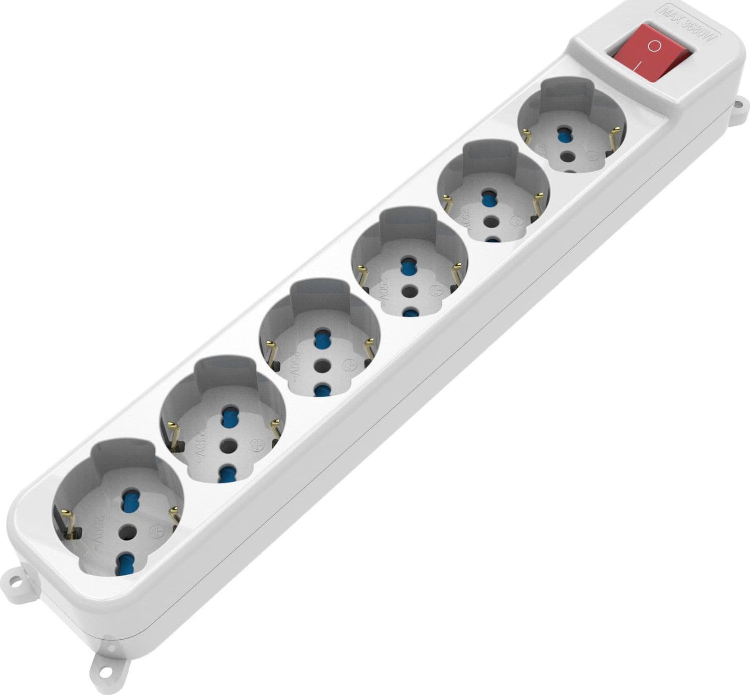 Multipresa 6 Posti Italiana Bipasso / Schuko con spina 16A angolata - 14