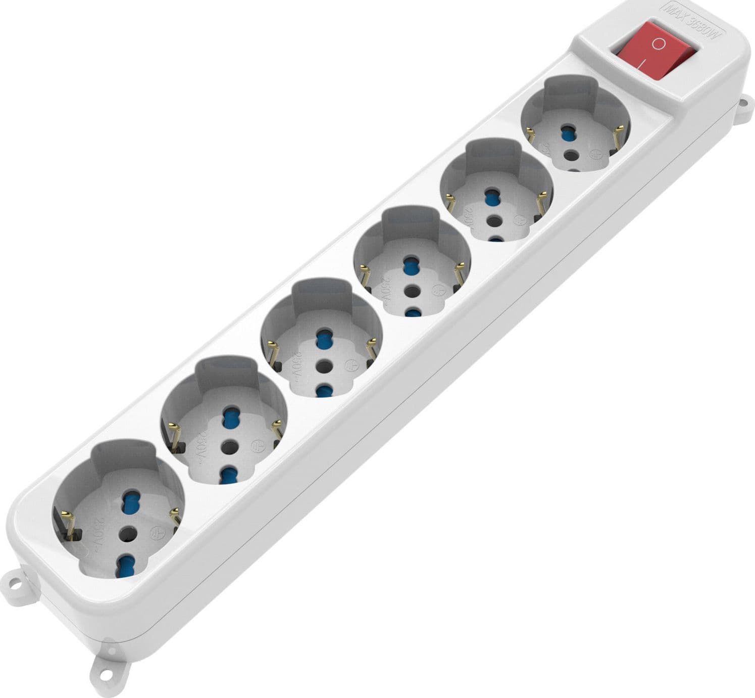 Multipresa 6 Posti Italiana Bipasso / Schuko con spina 16A angolata - 7