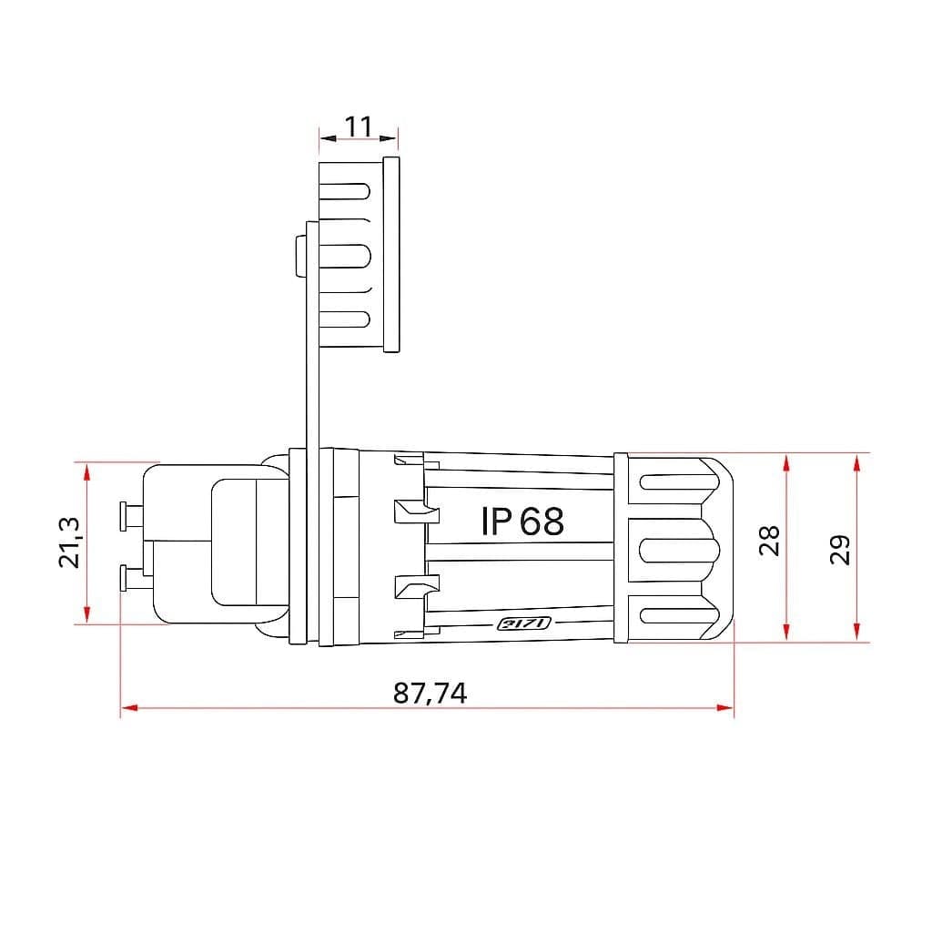 Frutto Toolless da Pannello RJ45 Cat.6 STP Impermeabile IP68 - 10