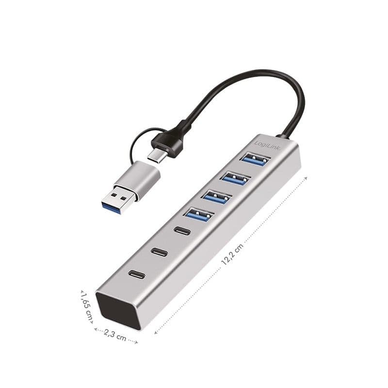 Hub USB 3.2 4 porte USB-A e 3 porte USB-C&trade Alluminio Silver - 2