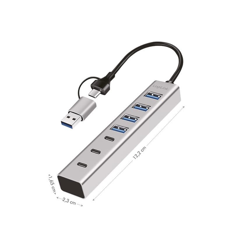 Hub USB 3.2 4 porte USB-A e 3 porte USB-C&trade Alluminio Silver - 6