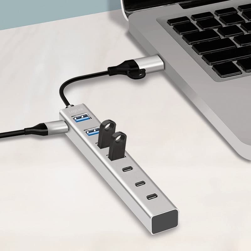 Hub USB 3.2 4 porte USB-A e 3 porte USB-C&trade Alluminio Silver - 7