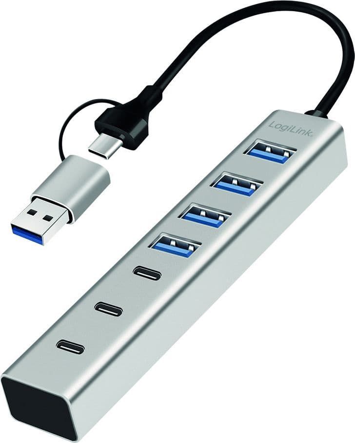 Hub USB 3.2 4 porte USB-A e 3 porte USB-C&trade Alluminio Silver - 9