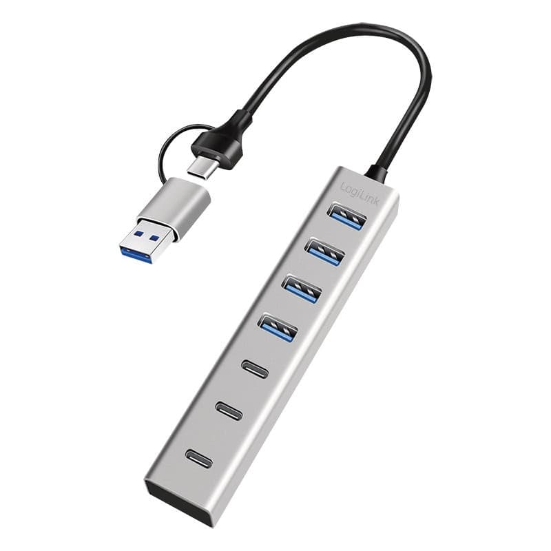 Hub USB 3.2 4 porte USB-A e 3 porte USB-C&trade Alluminio Silver - 10