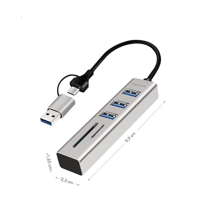 Hub USB 3.2 3 porte USB-A, 2 SD/microSD Alluminio Silver - 2