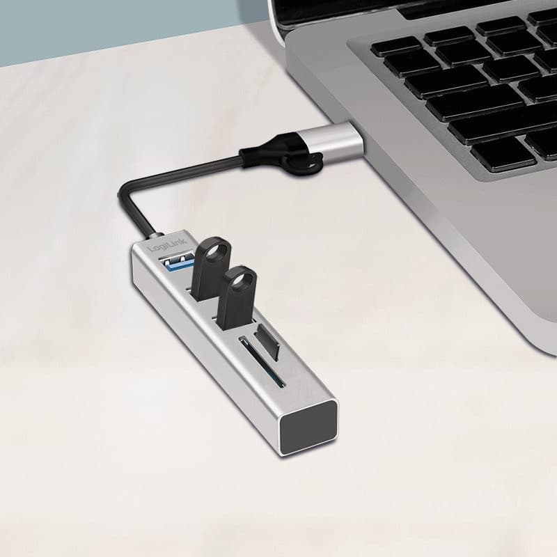 Hub USB 3.2 3 porte USB-A, 2 SD/microSD Alluminio Silver - 6