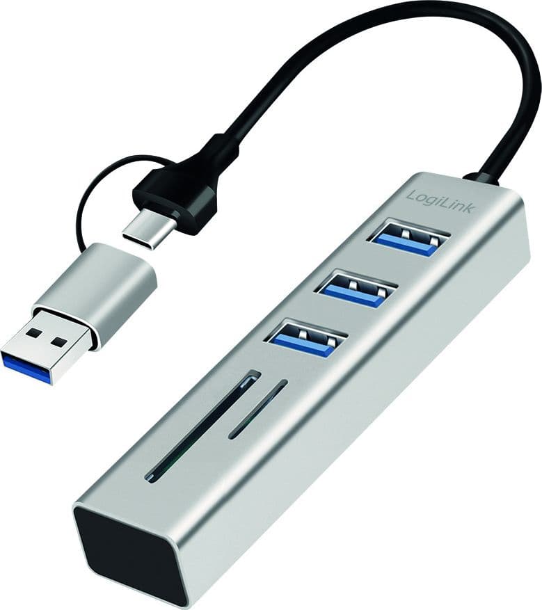 Hub USB 3.2 3 porte USB-A, 2 SD/microSD Alluminio Silver - 8