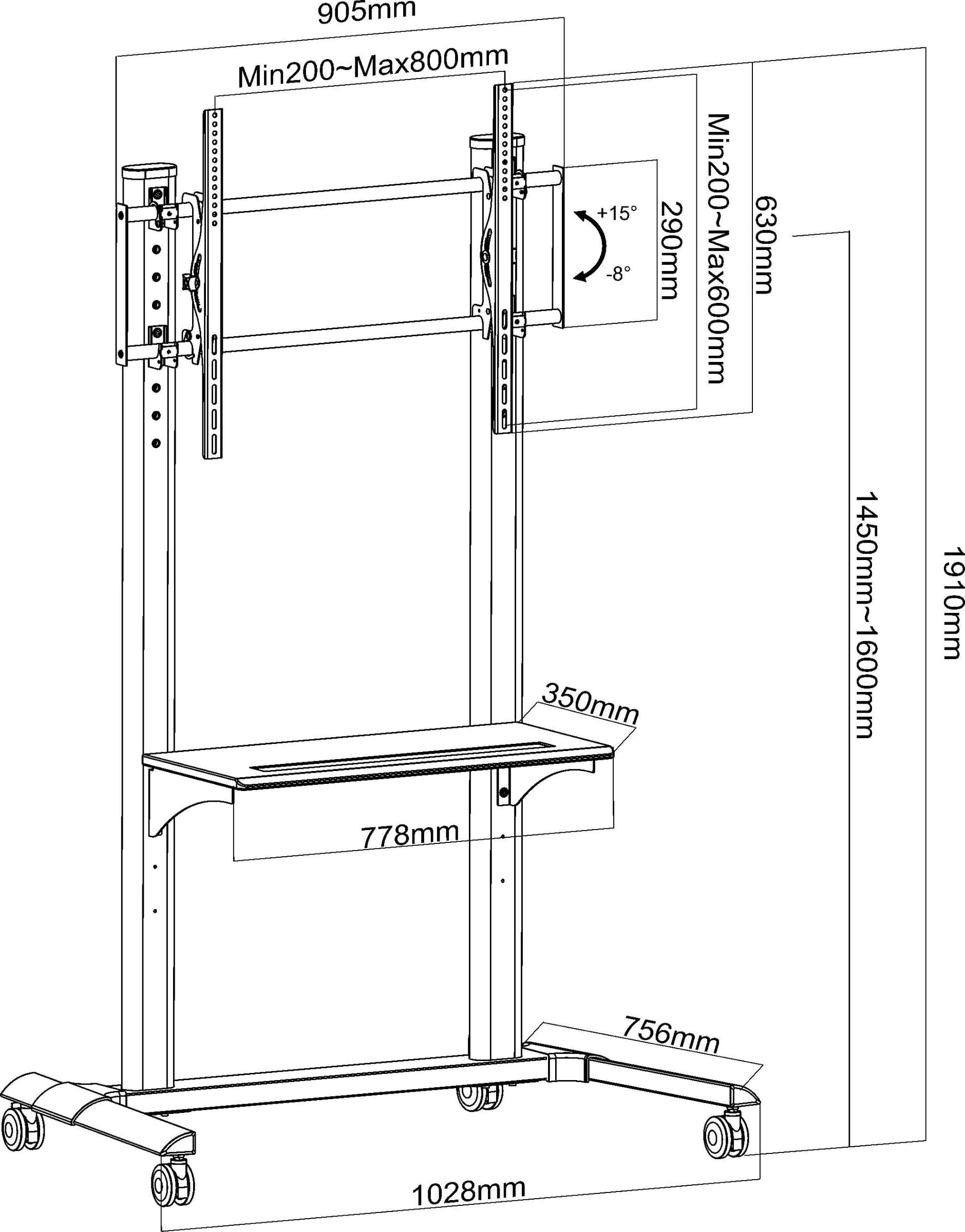 Supporto da Pavimento TV LCD/LED 37-90'' con Mensola - 11