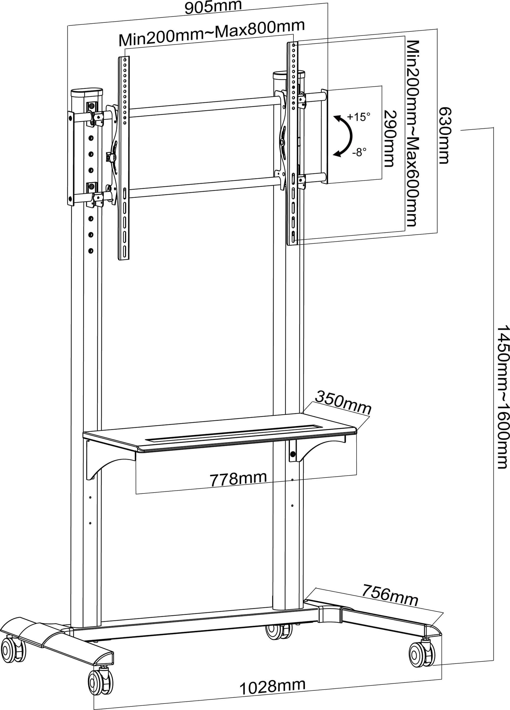 Supporto da Pavimento TV LCD/LED 37-90'' con Mensola - 6