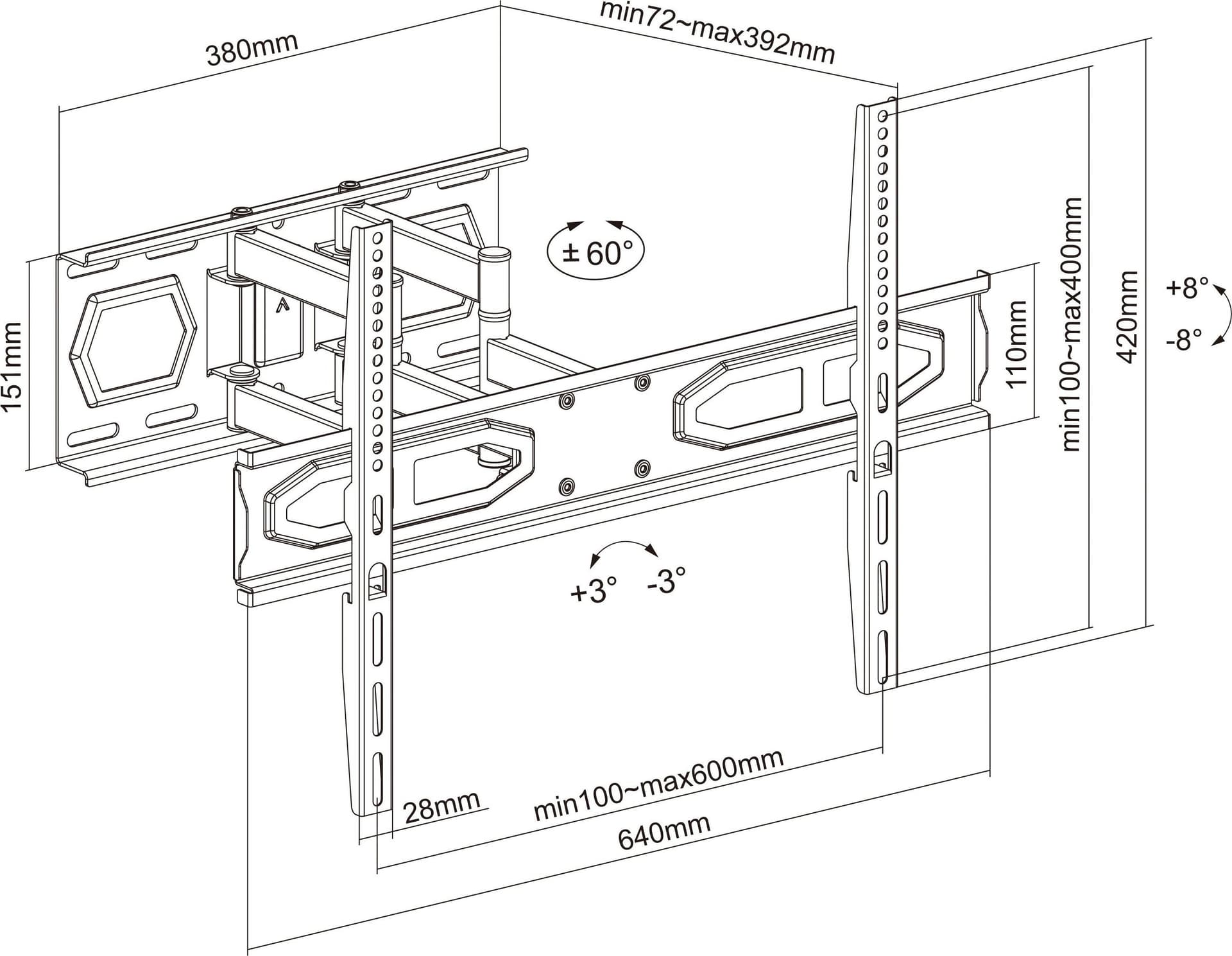 Supporto a Muro per TV LED LCD 32-70'' Full-Motion - 2