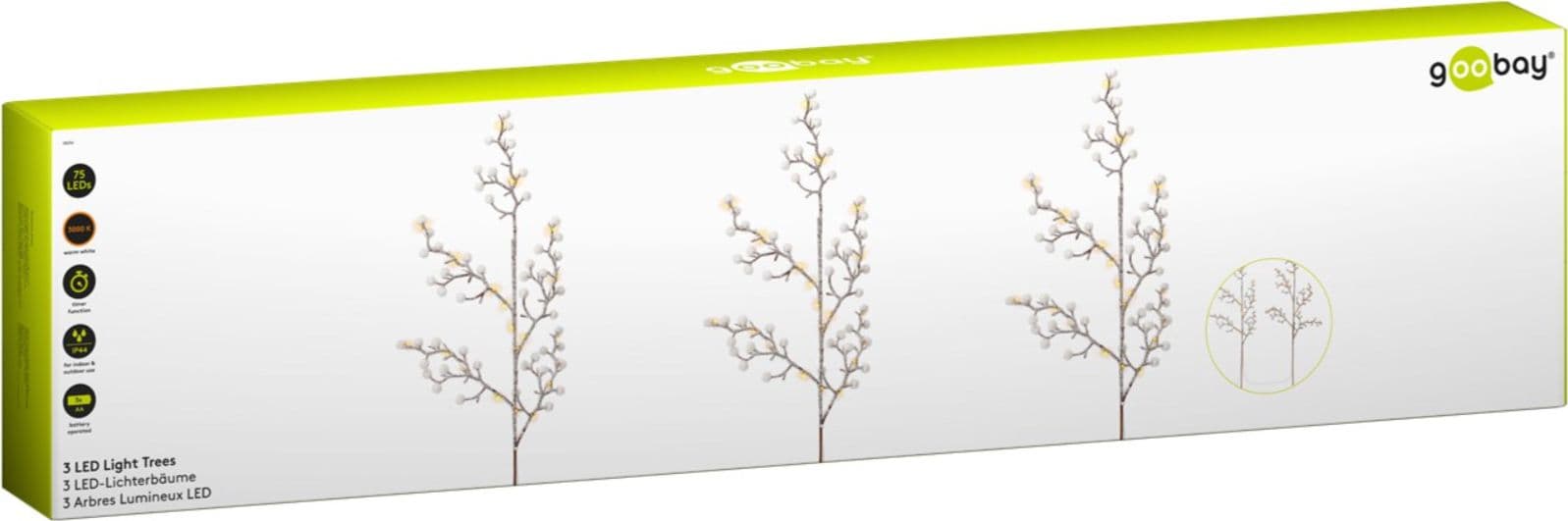 Set di 3 Alberi Luminosi con 75 LED Bianco Caldo IP44 - 9