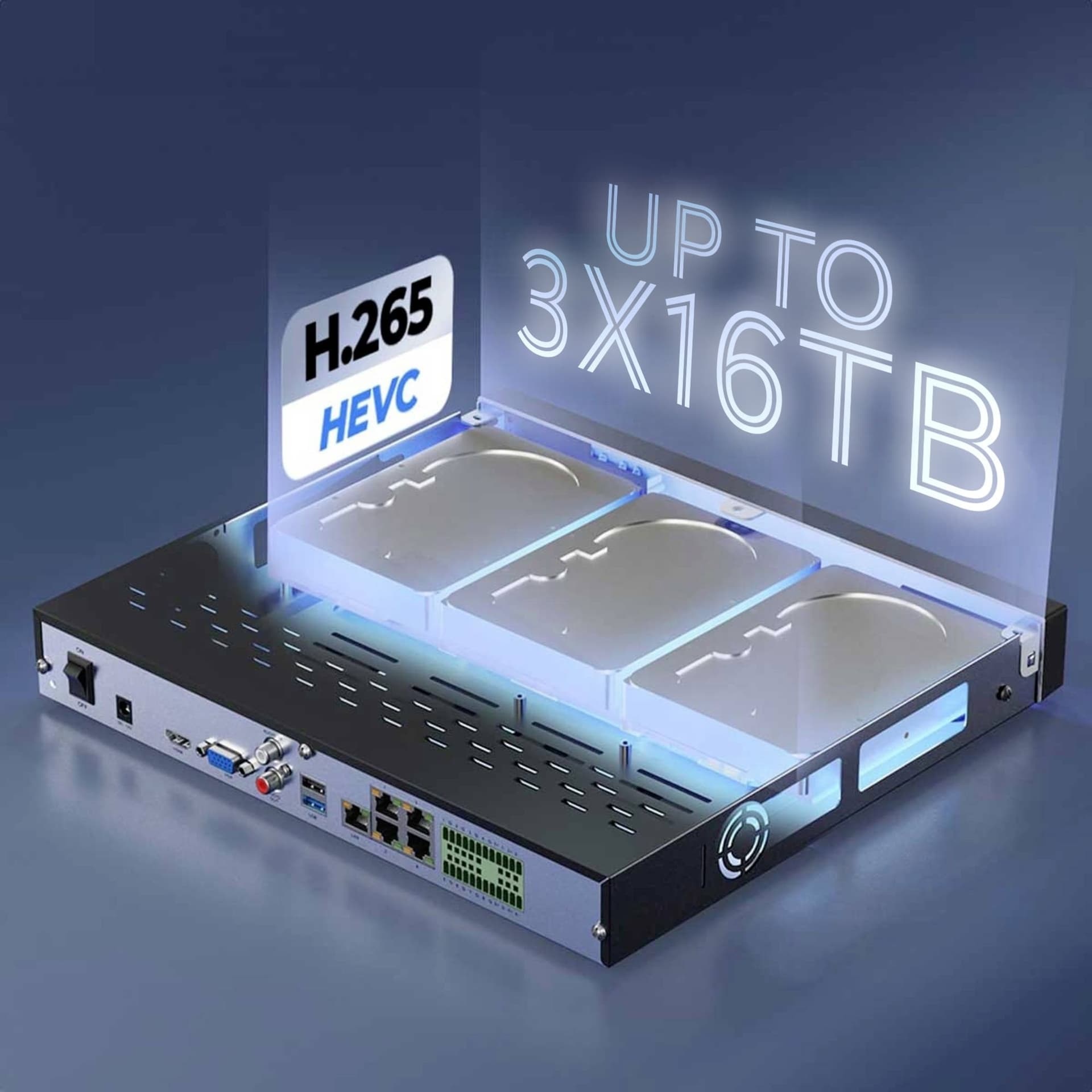 Videoregistratore NVR 36CH 16 MP 48 TB con HDMI e VGA, NVS36 - 11
