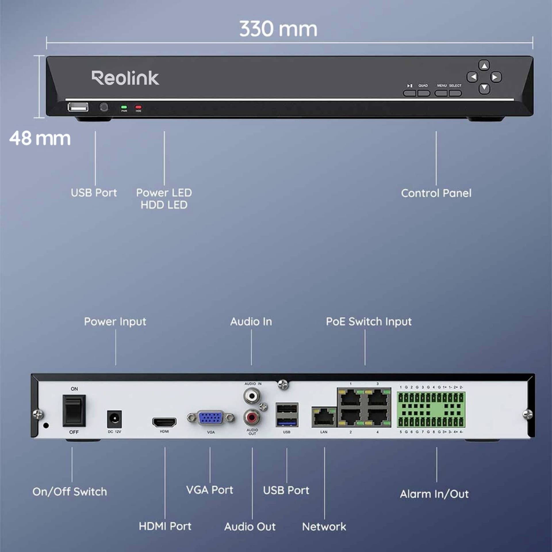 Videoregistratore NVR 36CH 16 MP 48 TB con HDMI e VGA, NVS36 - 12