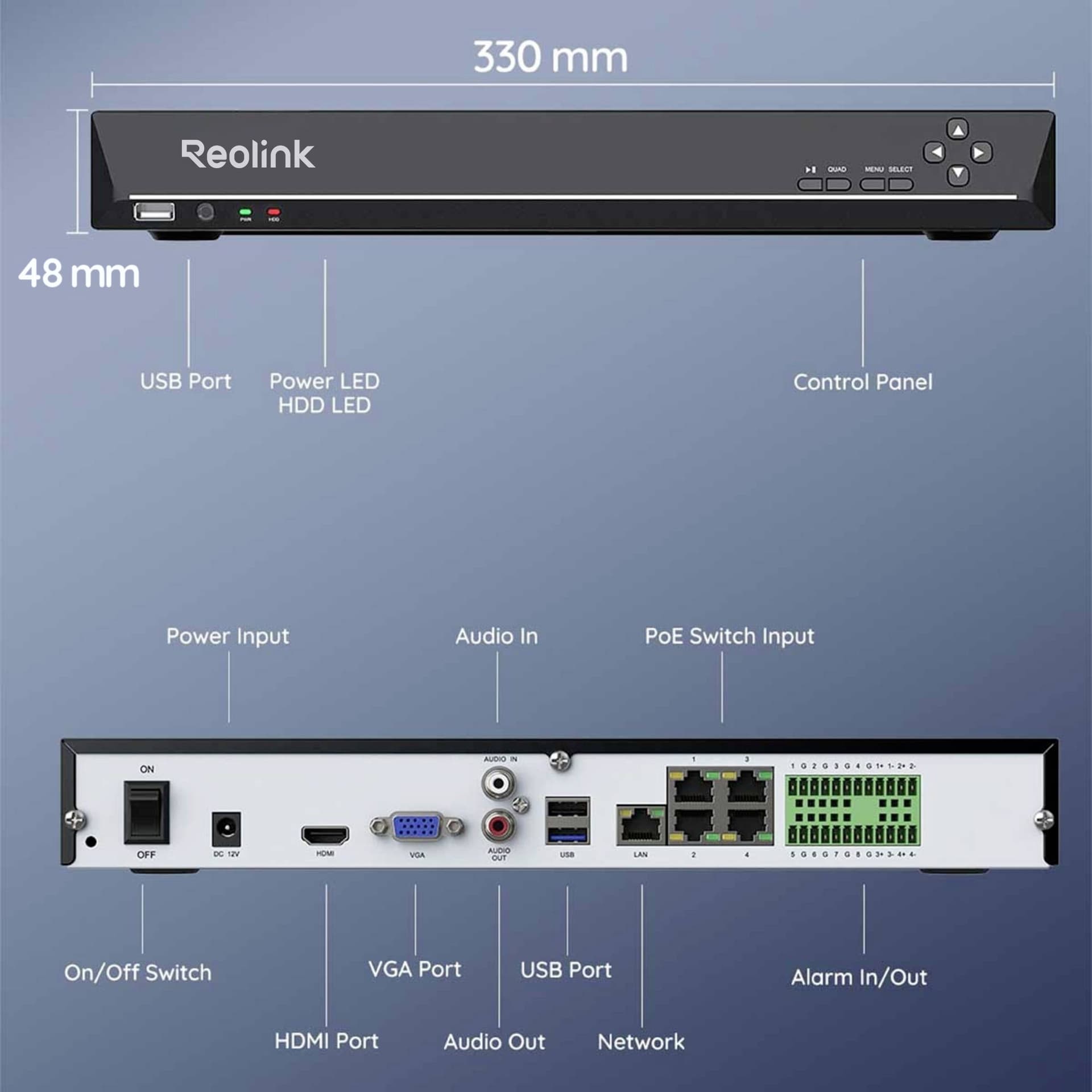Videoregistratore NVR 36CH 16 MP 48 TB con HDMI e VGA, NVS36 - 14