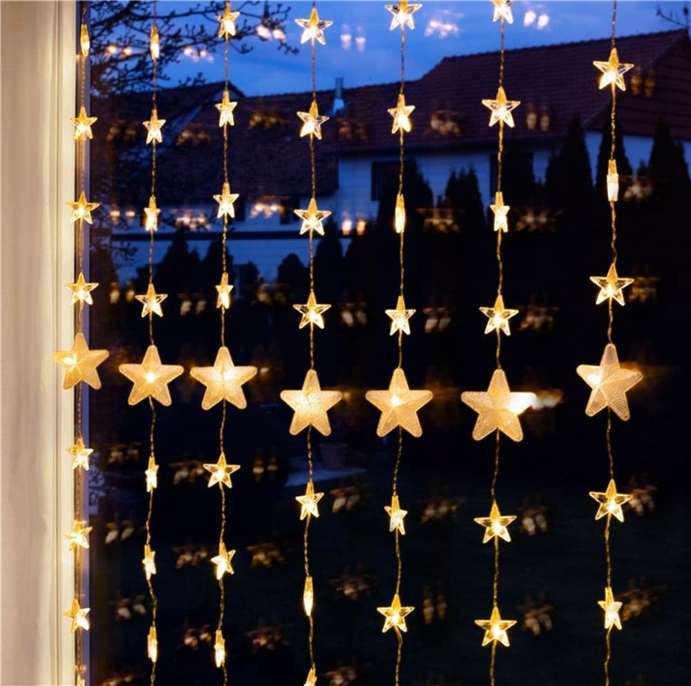 Tenda Luminosa con Stelle Natalizie 80 LED e Telecomando