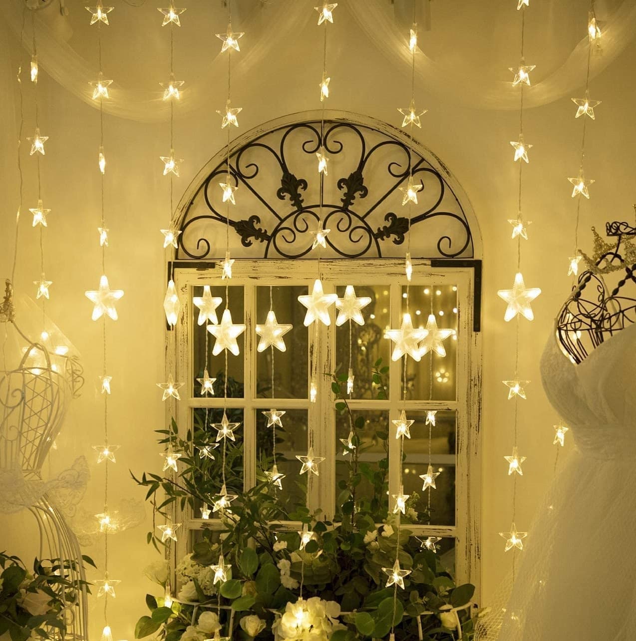 Tenda Luminosa con Stelle Natalizie 80 LED e Telecomando - 11