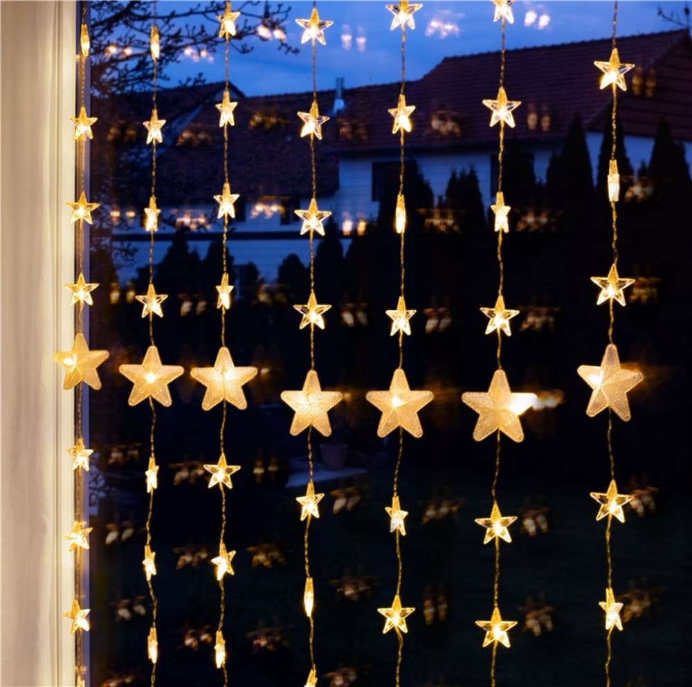 Tenda Luminosa con Stelle Natalizie 80 LED e Telecomando - 6
