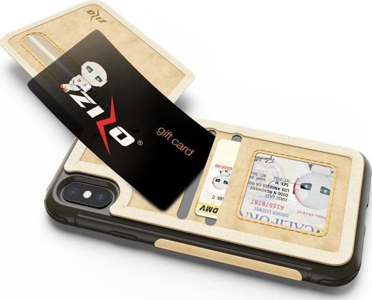 Zizo Nebula Wallet Case - Wallet Back and Zipper Pouch with Tempered Glass Screen Protector for iPhone X (Tan/Brown) - 13