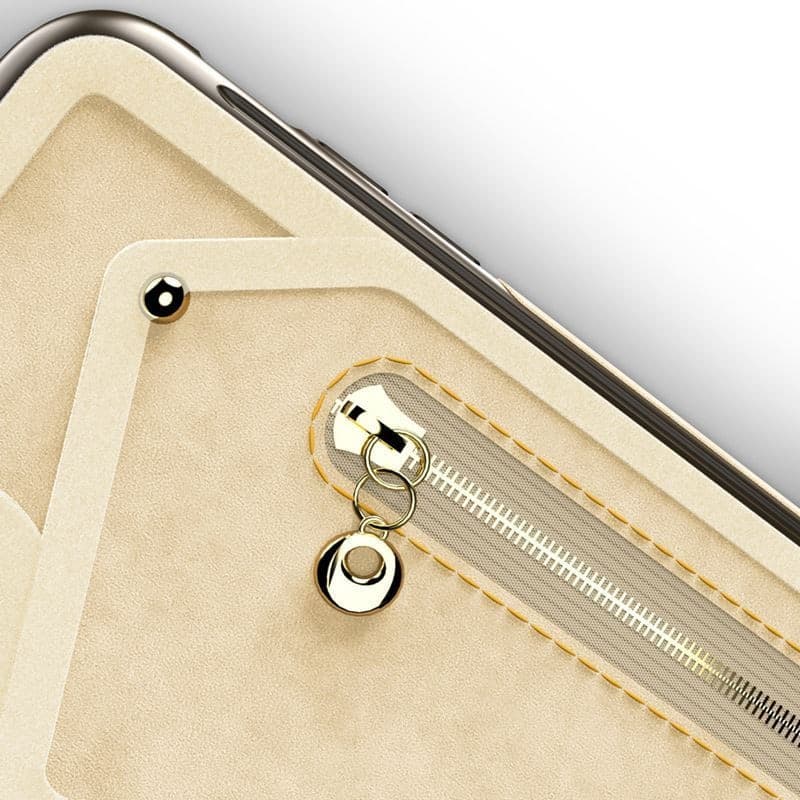 Zizo Nebula Wallet Case - Wallet Back and Zipper Pouch with Tempered Glass Screen Protector for iPhone X (Tan/Brown) - 4