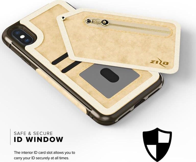 Zizo Nebula Wallet Case - Wallet Back and Zipper Pouch with Tempered Glass Screen Protector for iPhone X (Tan/Brown) - 6